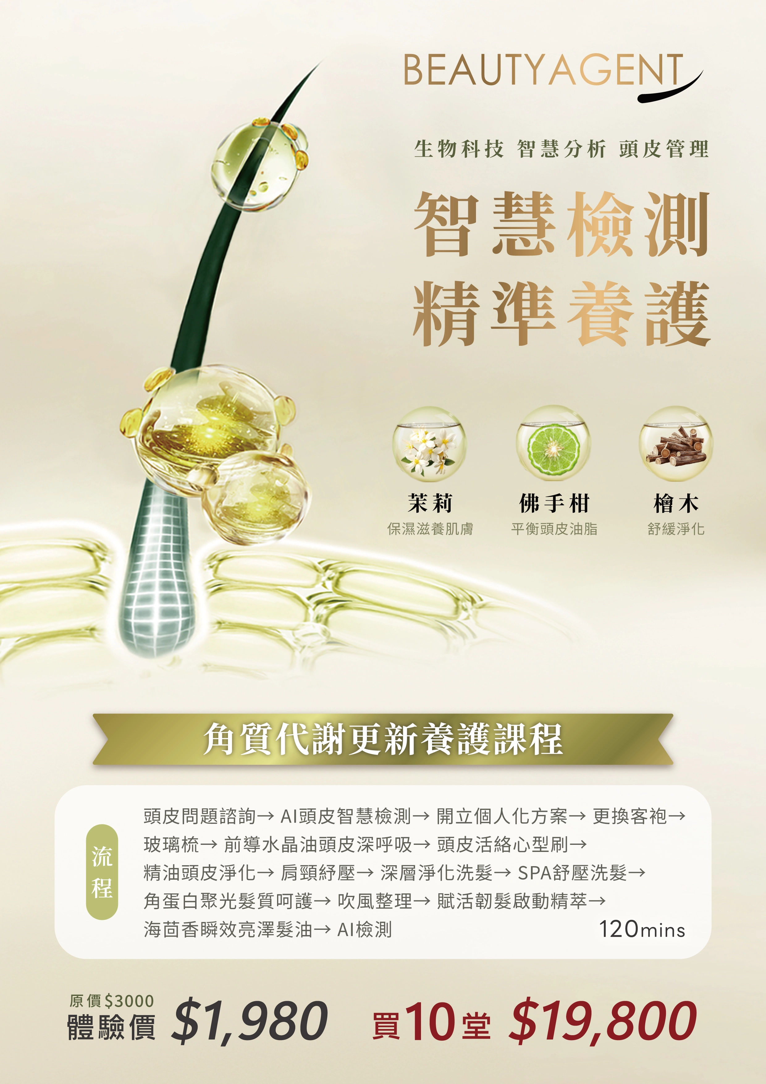 頭皮角質代謝更新養護課程流程